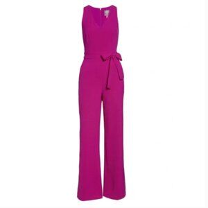Vince Camuto Jumpsuit Womens 6 Pink Magenta Sleeveless Tie Front Wide Leg